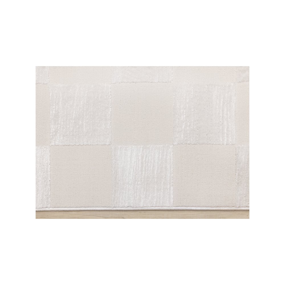 Soft Cream Checkered Area Rug, Beige Carpet Accent for Bedroom or Living Room. Picture 9