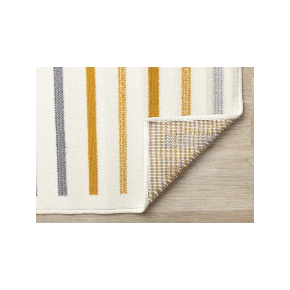 Functional Style Yellow Grey White Curves Rug, 2'7" x 4'11". Picture 7