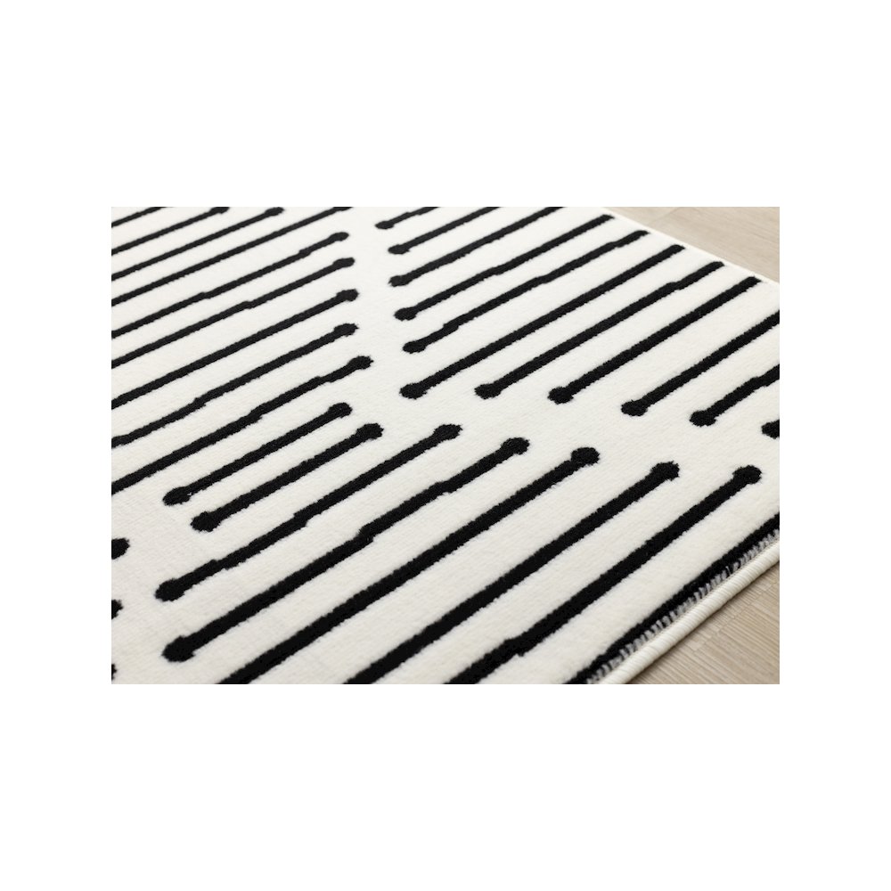 Functional Style Black White Geometric Area Rug. Picture 4