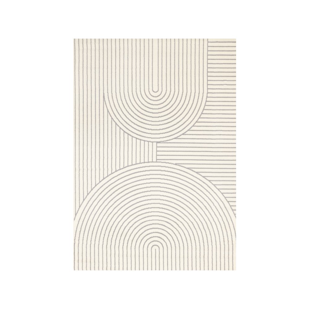 White and Gray 2x4 Rug, Modern Rectangular Accent for Living Room or Hallway. Picture 1