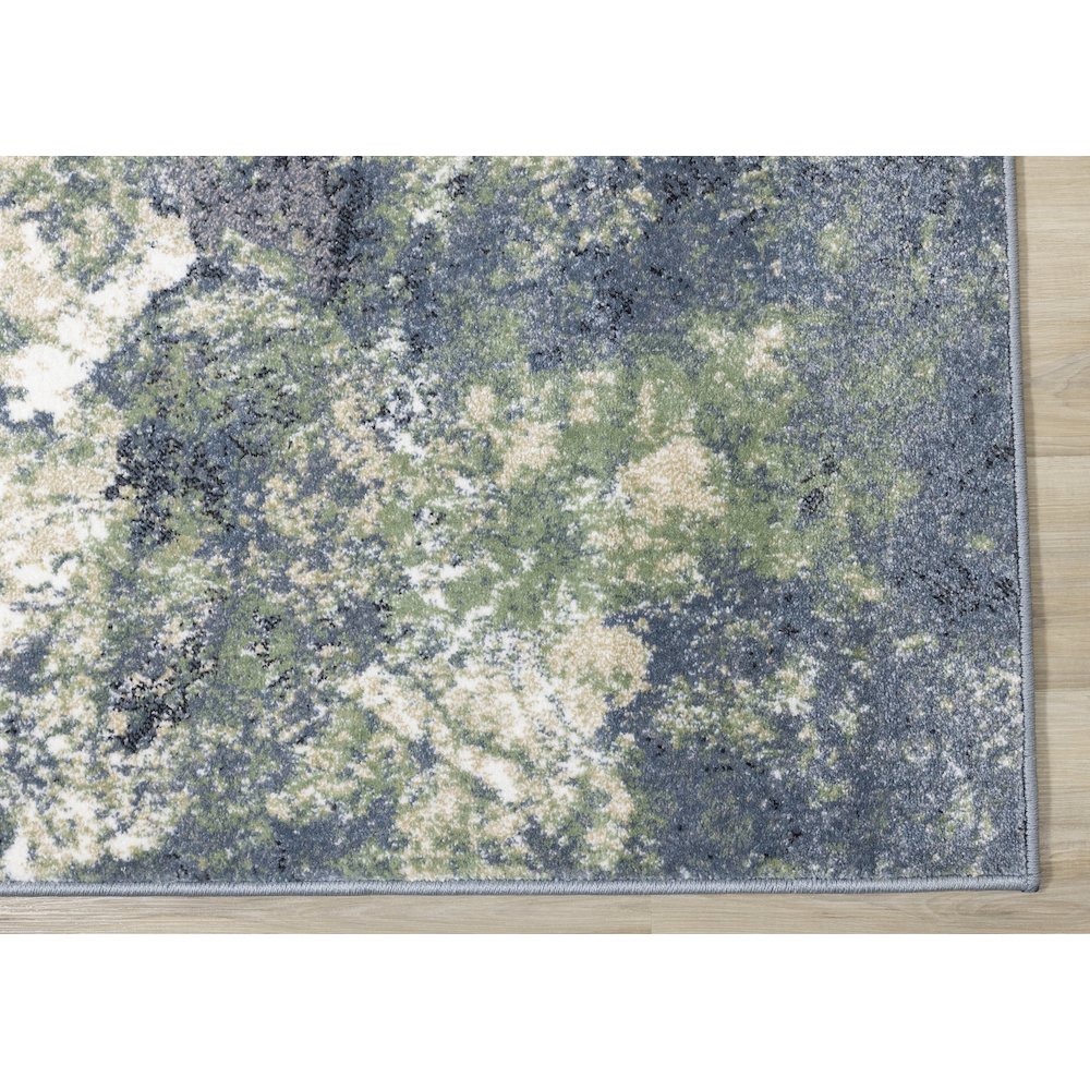 Davi Blue Green Cream Distressed Abstract Area Rug, 2'8" x 7'7". Picture 6