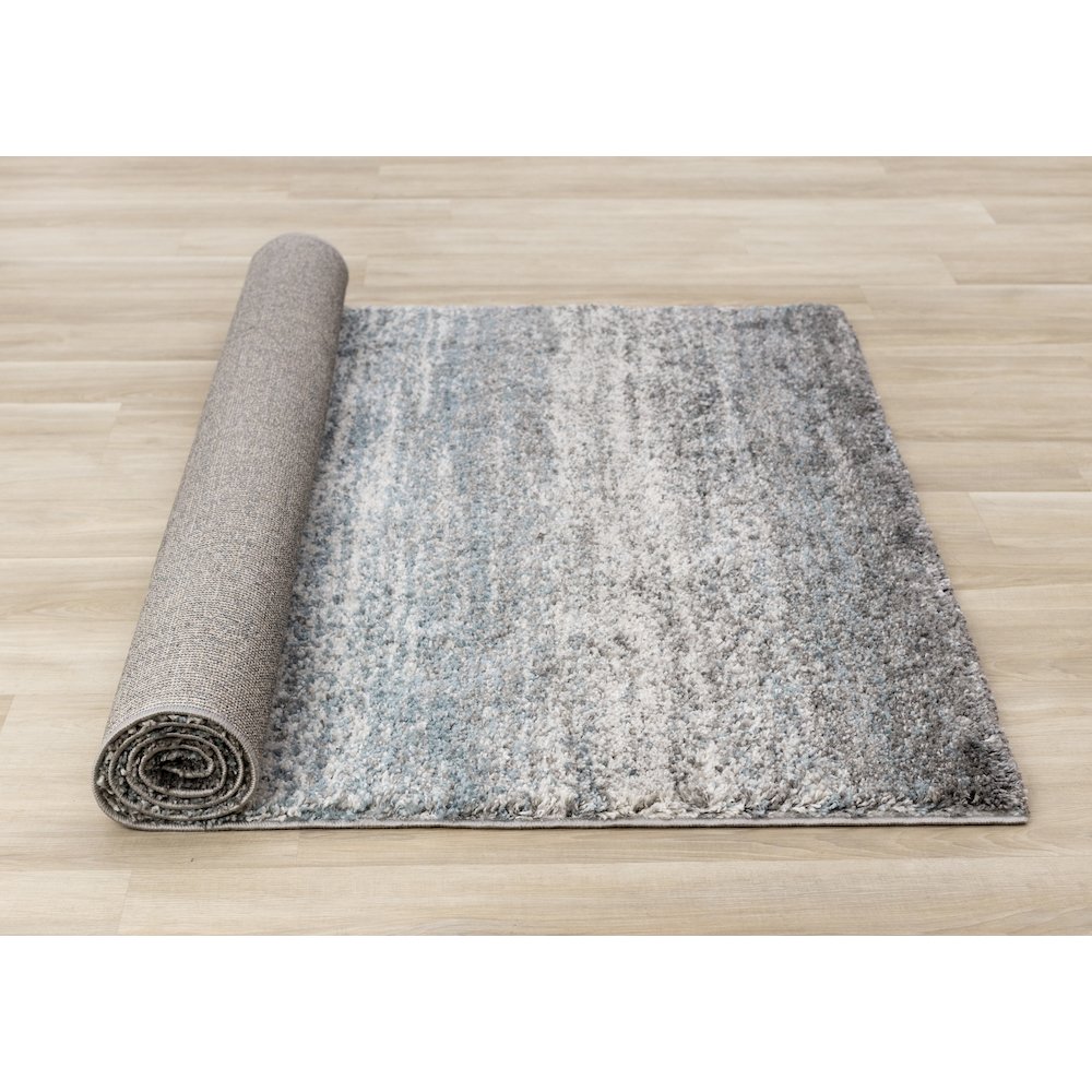 Madison Grey Blue White Modern Soft Shag Rug. Picture 8