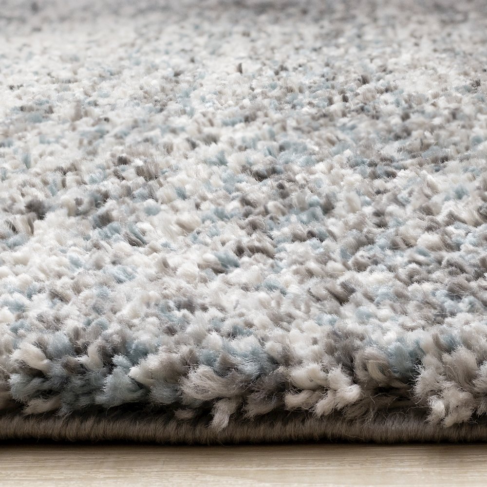 Madison Grey Blue White Modern Soft Shag Rug. Picture 5