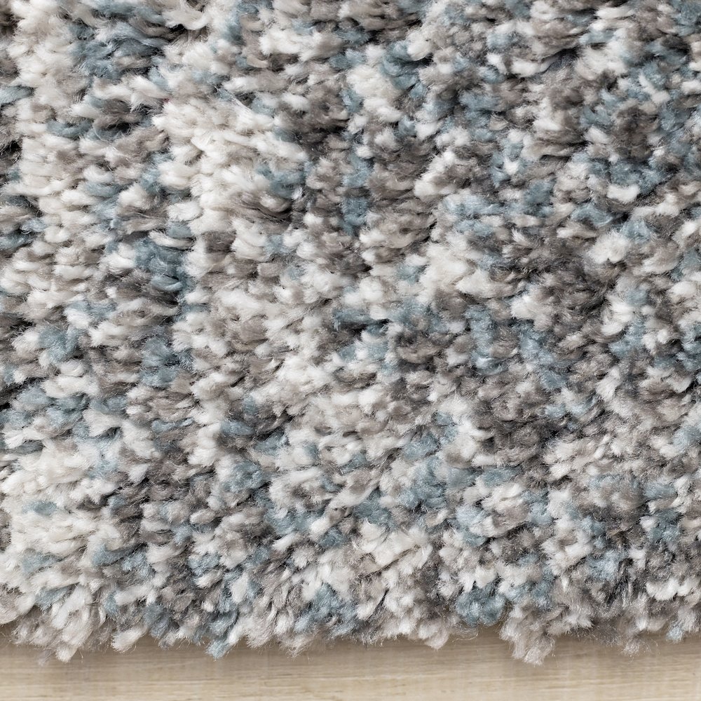 Madison Grey Blue White Modern Soft Shag Rug. Picture 10
