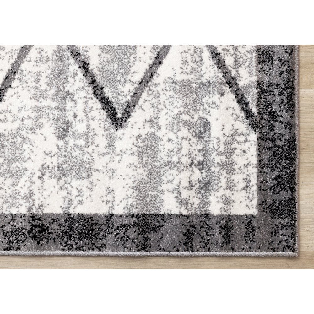 Claremont Grey Black Distressed Lattice Area Rug. Picture 6