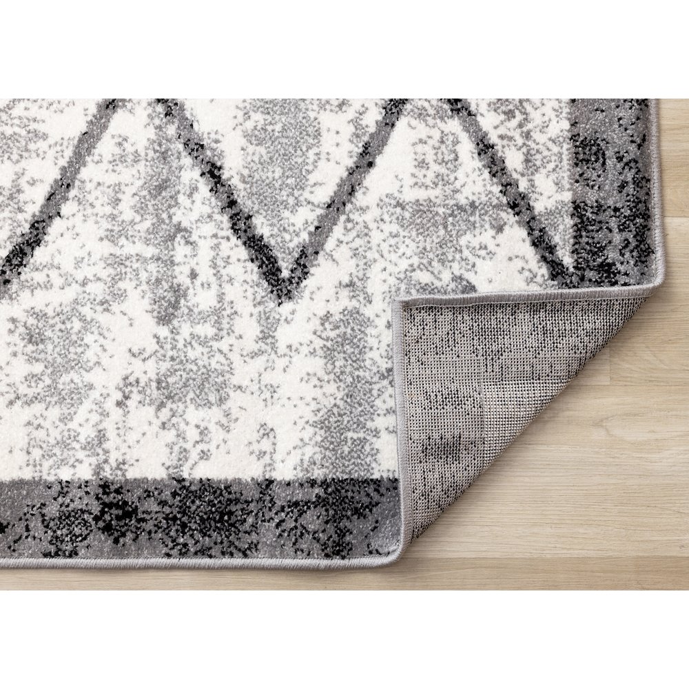 Claremont Grey Black Distressed Lattice Area Rug. Picture 7