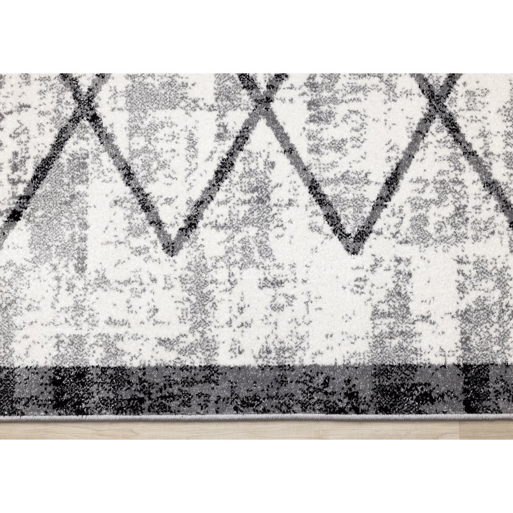 Claremont Grey Black Distressed Lattice Area Rug. Picture 9