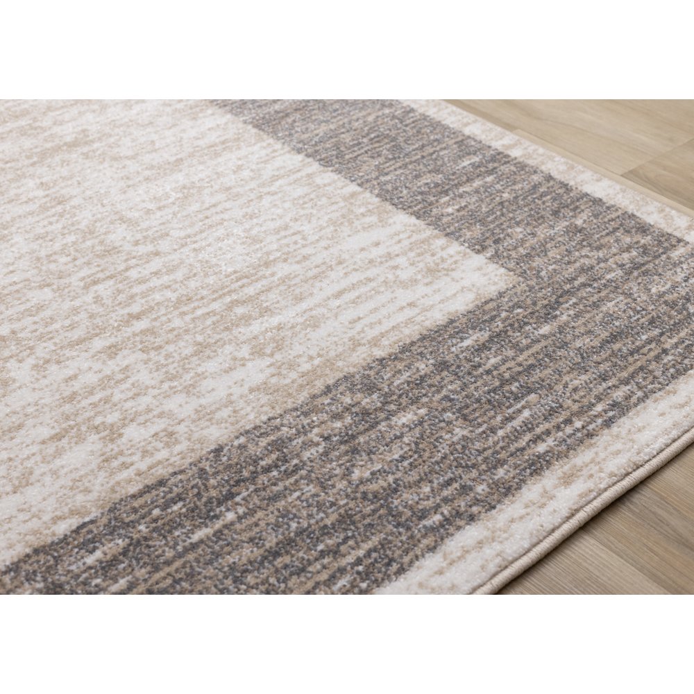 Claremont Beige Taupe Distressed Border Area Rug, 5'3" X 7'7". Picture 4
