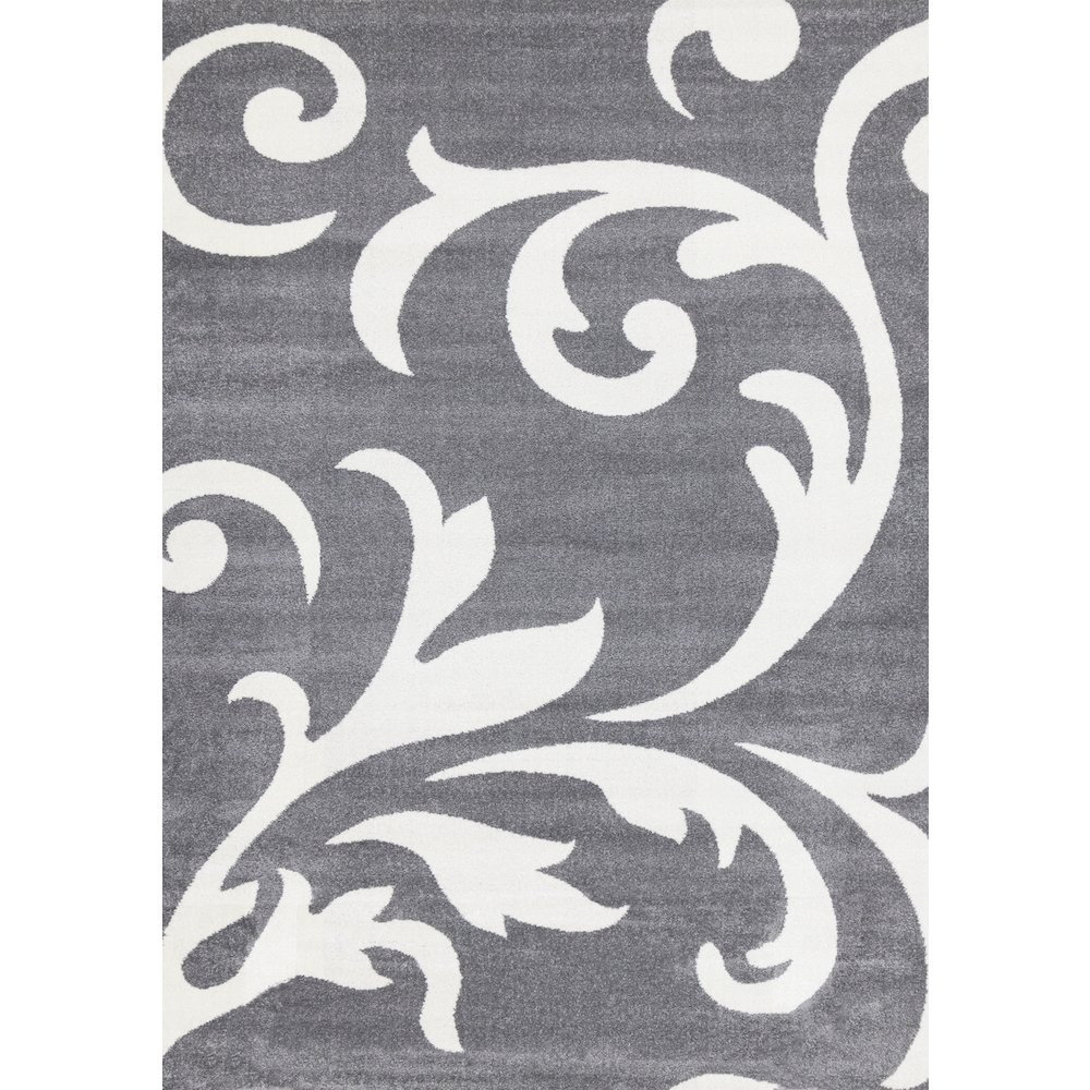 Claremont Grey White Classic Swirl Area Rug, 5' x 8', 5'3" x 7'7". Picture 1