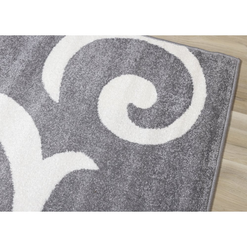 Claremont Grey White Classic Swirl Area Rug, 5' x 8', 5'3" x 7'7". Picture 4