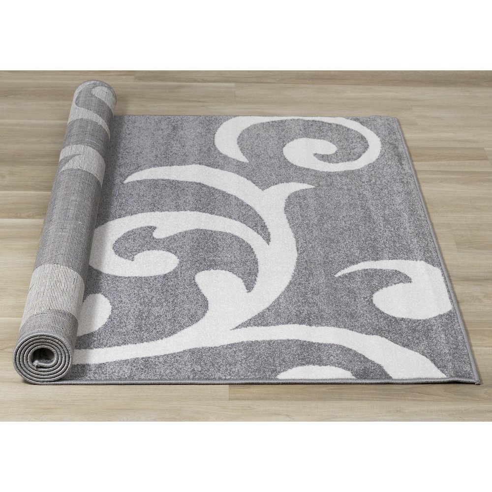 Claremont Grey White Classic Swirl Area Rug, 5' x 8', 5'3" x 7'7". Picture 8
