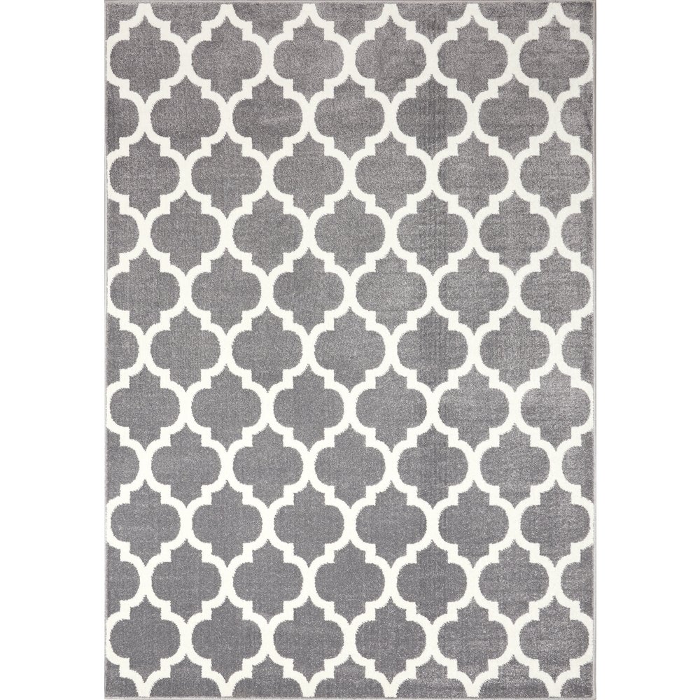 Claremont Grey White Ogee Area Rug, 5' x 8', 5'3" x 7'7". Picture 1