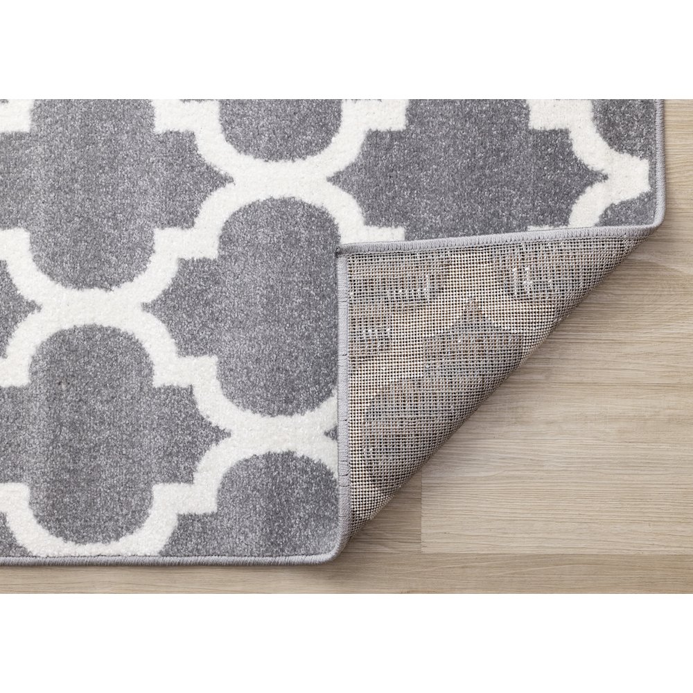 Claremont Grey White Ogee Area Rug, 5' x 8', 5'3" x 7'7". Picture 7