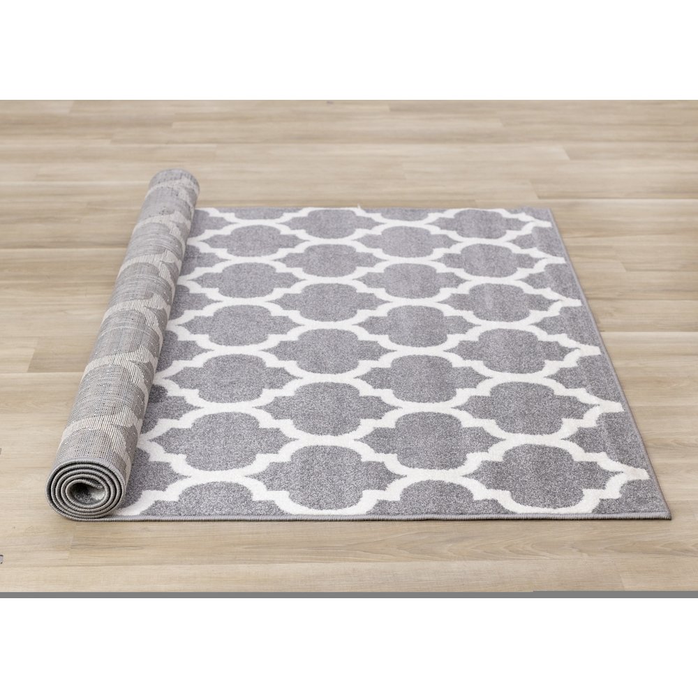 Claremont Grey White Ogee Area Rug, 5' x 8', 5'3" x 7'7". Picture 8