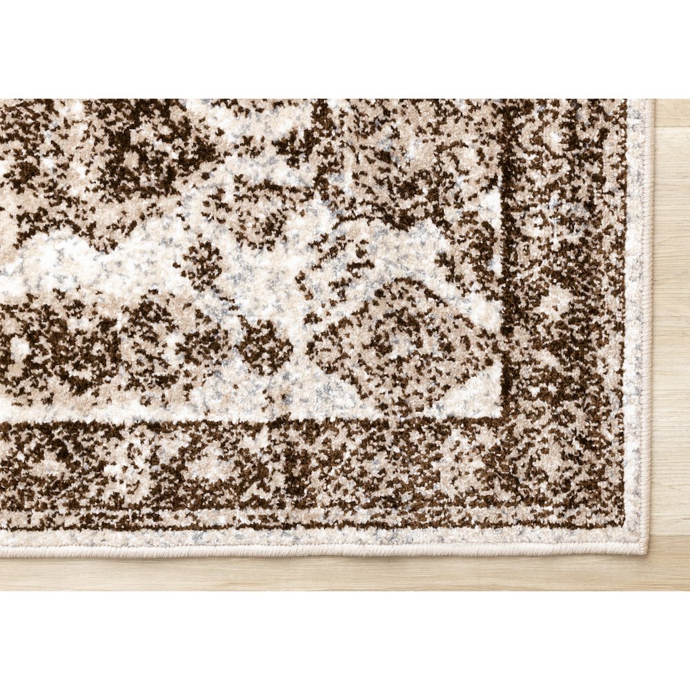 Classic Distressed Brown Cream 5x7 Area Rug, Elegant Carpet for Living Room. Picture 6