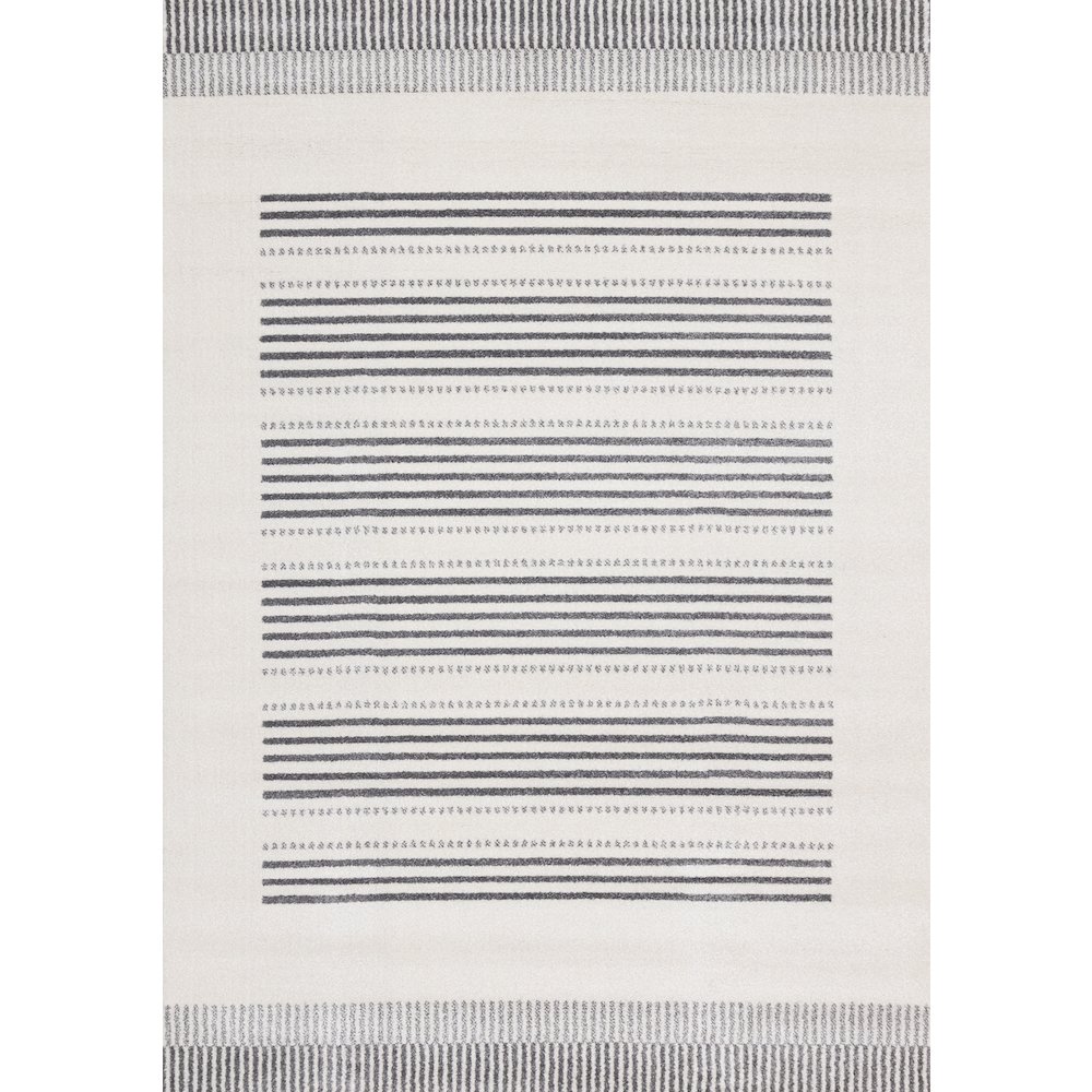 Claremont Modern Striped Grey White Area Rug, 5'3" x 7'7". Picture 1