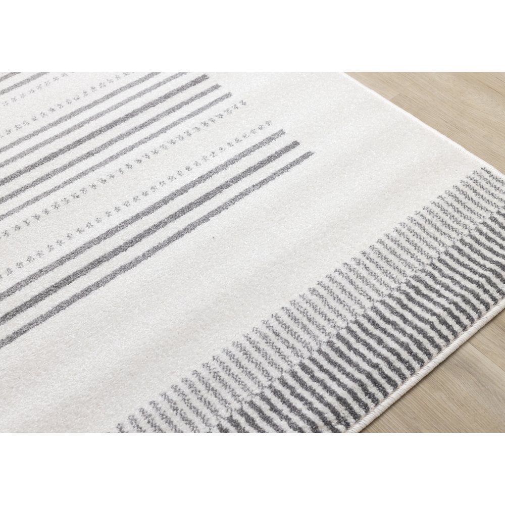 Claremont Modern Striped Grey White Area Rug, 5'3" x 7'7". Picture 4