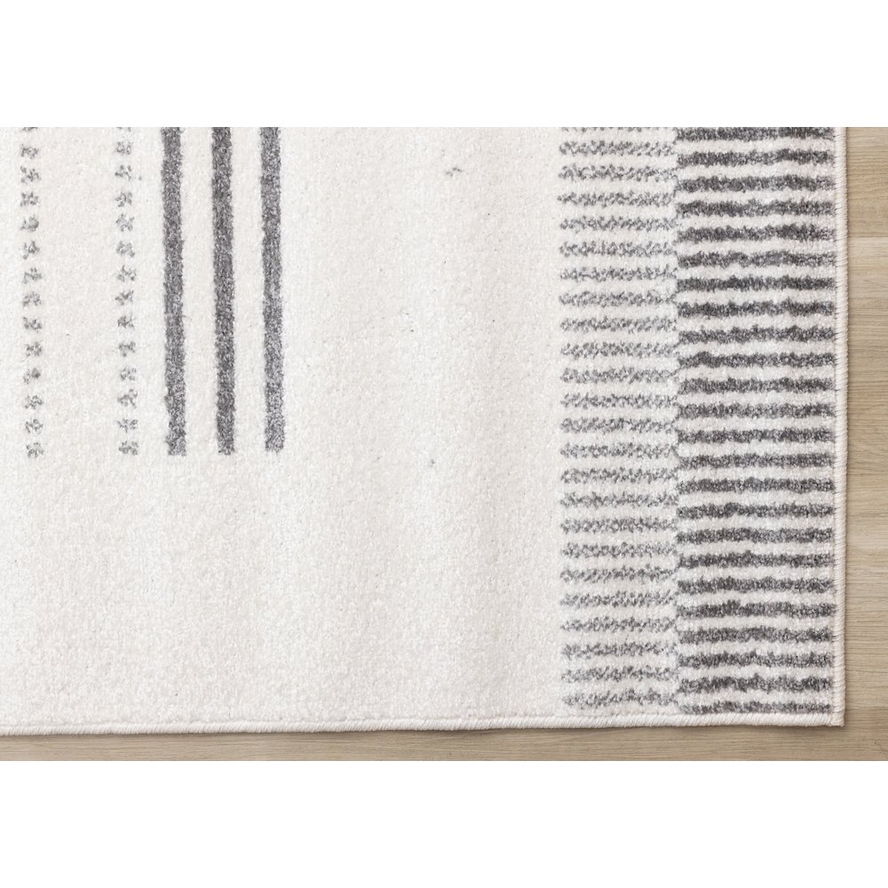 Claremont Modern Striped Grey White Area Rug, 5'3" x 7'7". Picture 6