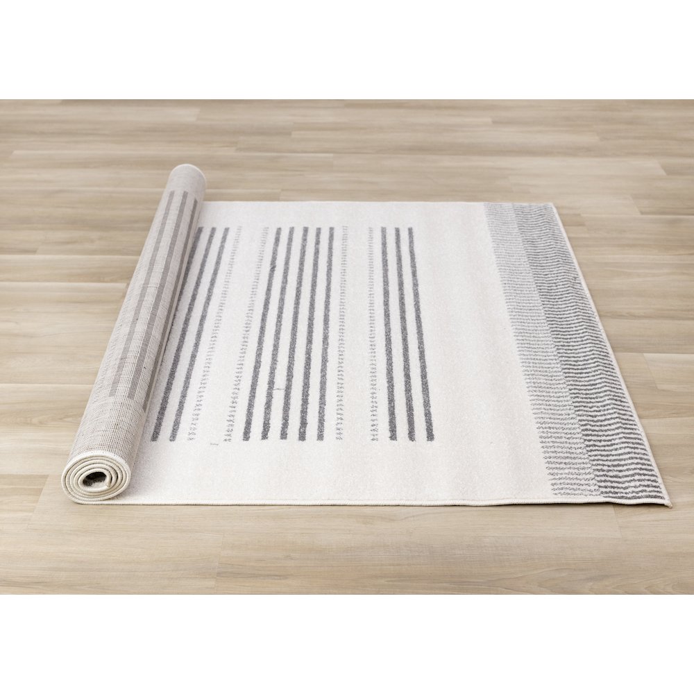 Claremont Modern Striped Grey White Area Rug, 5'3" x 7'7". Picture 8