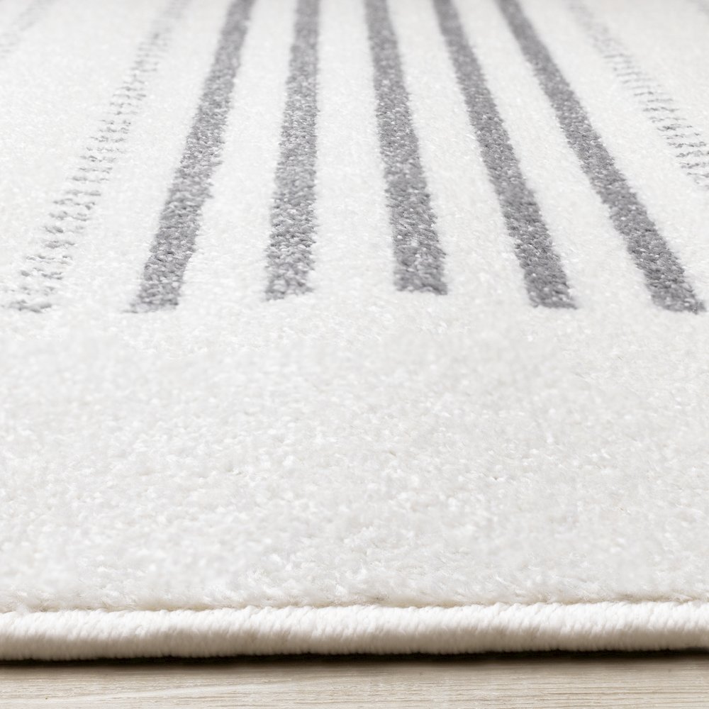 Claremont Modern Striped Grey White Area Rug, 5'3" x 7'7". Picture 5