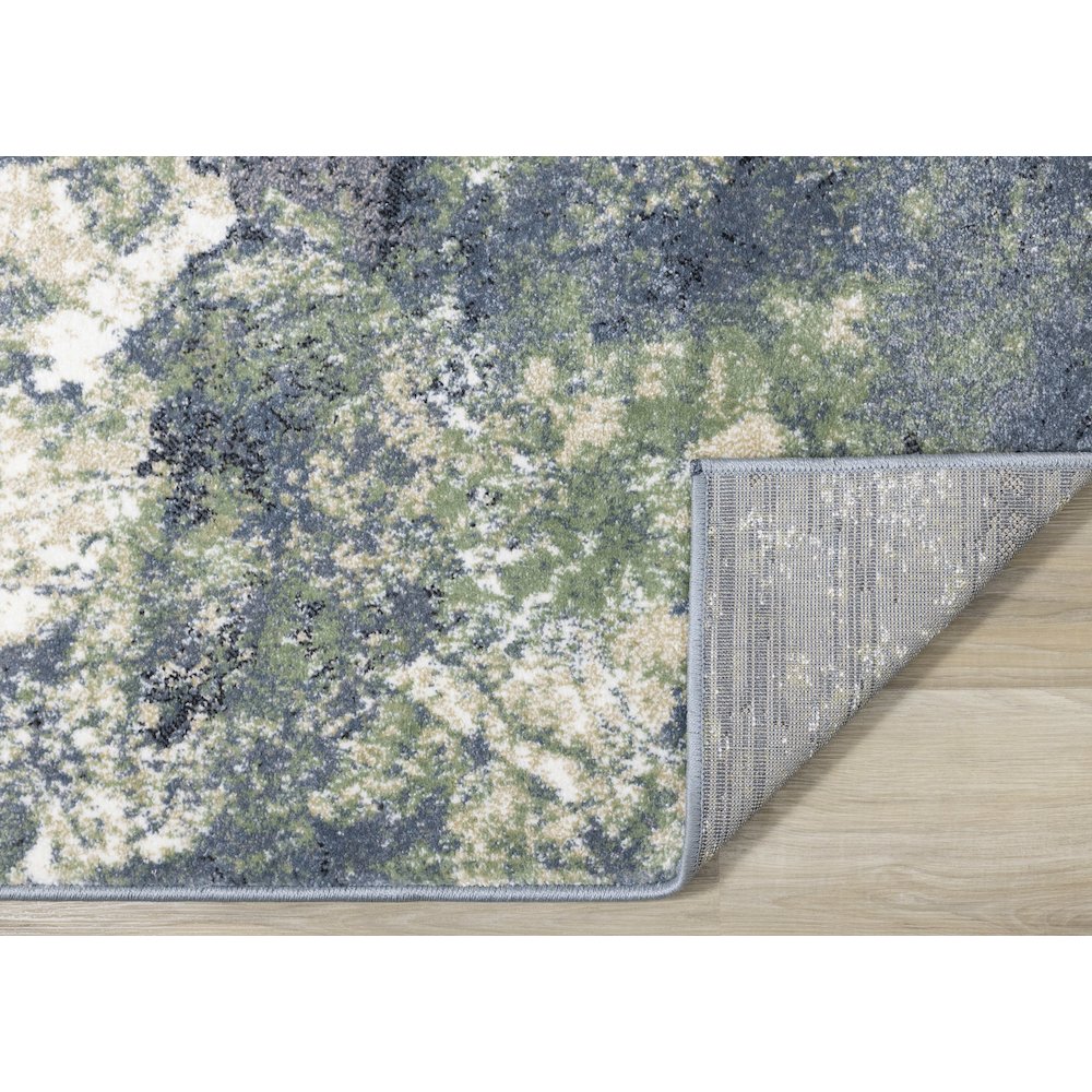 Davi Blue Green Cream Distressed Abstract Area Rug. Picture 7