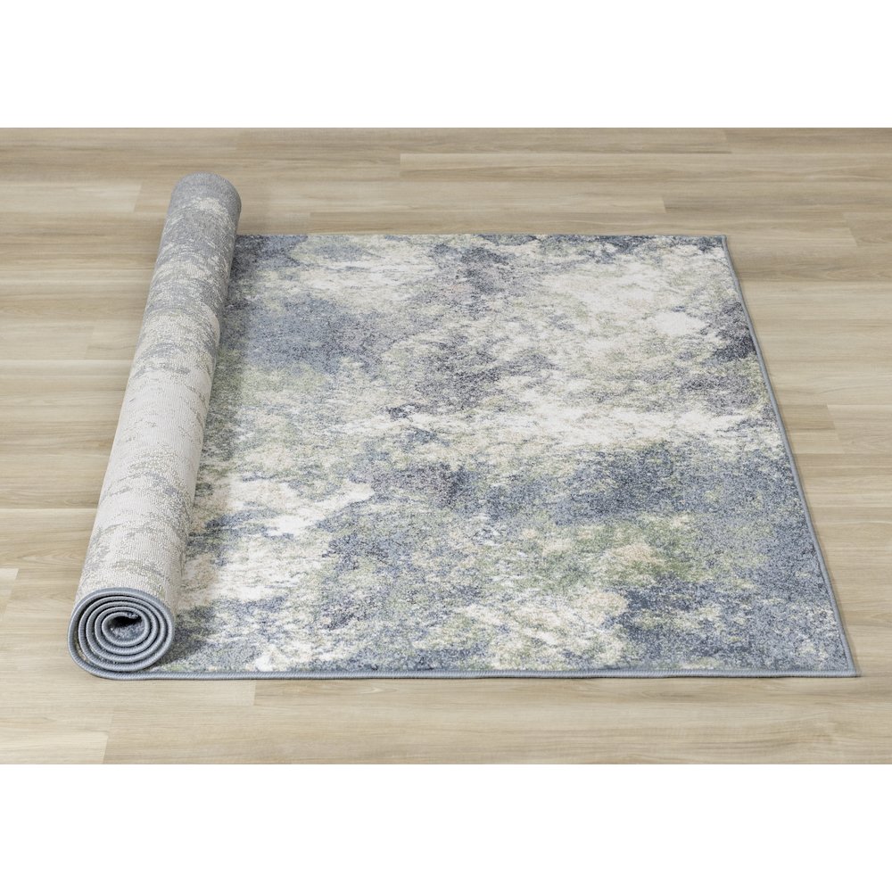 Davi Blue Green Cream Distressed Abstract Area Rug. Picture 8