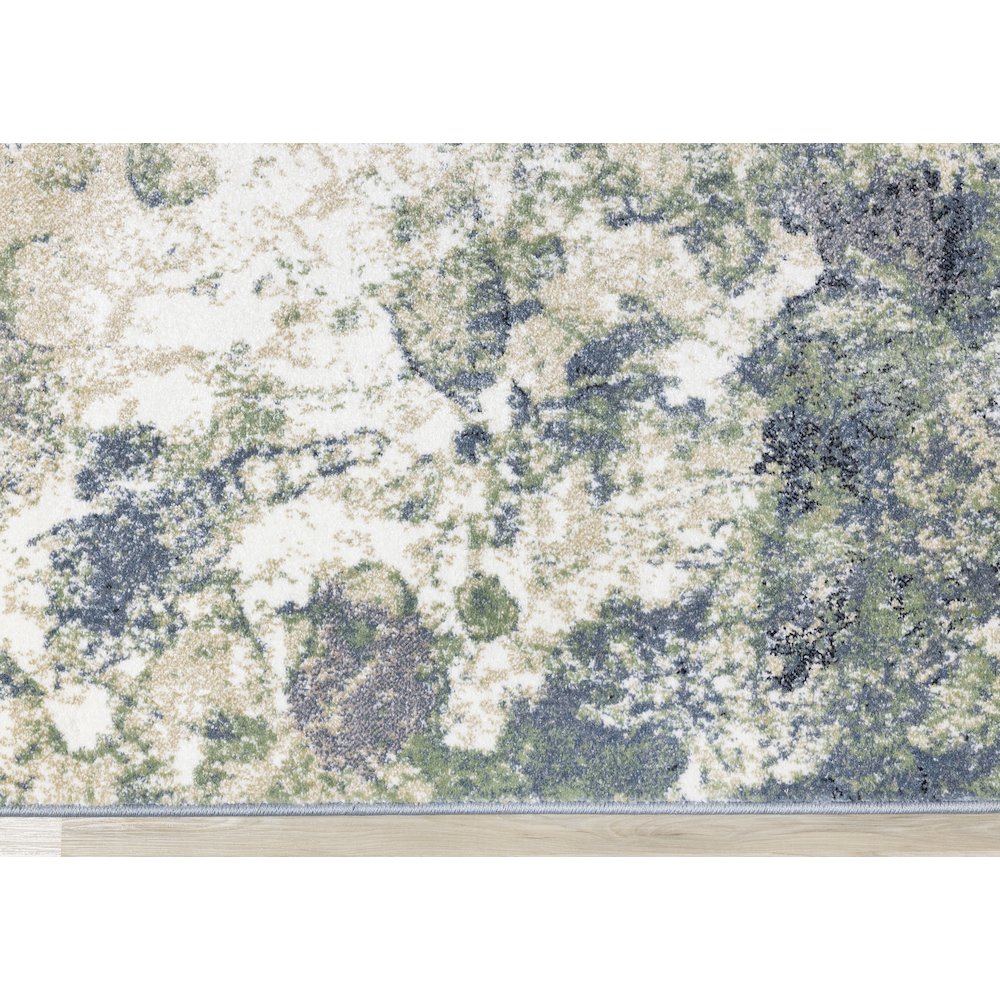 Davi Blue Green Cream Distressed Abstract Area Rug. Picture 9