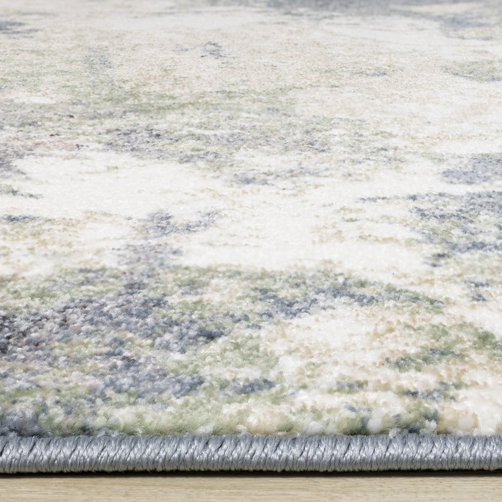 Davi Blue Green Cream Distressed Abstract Area Rug. Picture 5