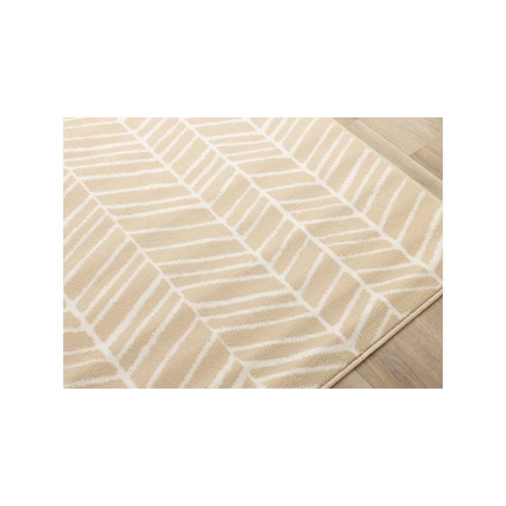 Functional Style Cream Beige Herringbone Rug, 4'7" x 6'7". Picture 4