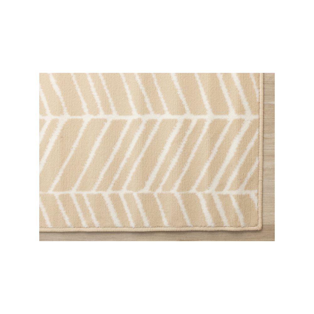 Functional Style Cream Beige Herringbone Rug, 4'7" x 6'7". Picture 6