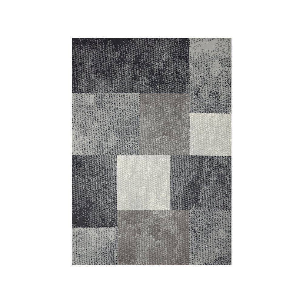 Functional Style Grey Faded Geometric Rug, 4'7" x 6'7", 5'3" x 7'4". Picture 1