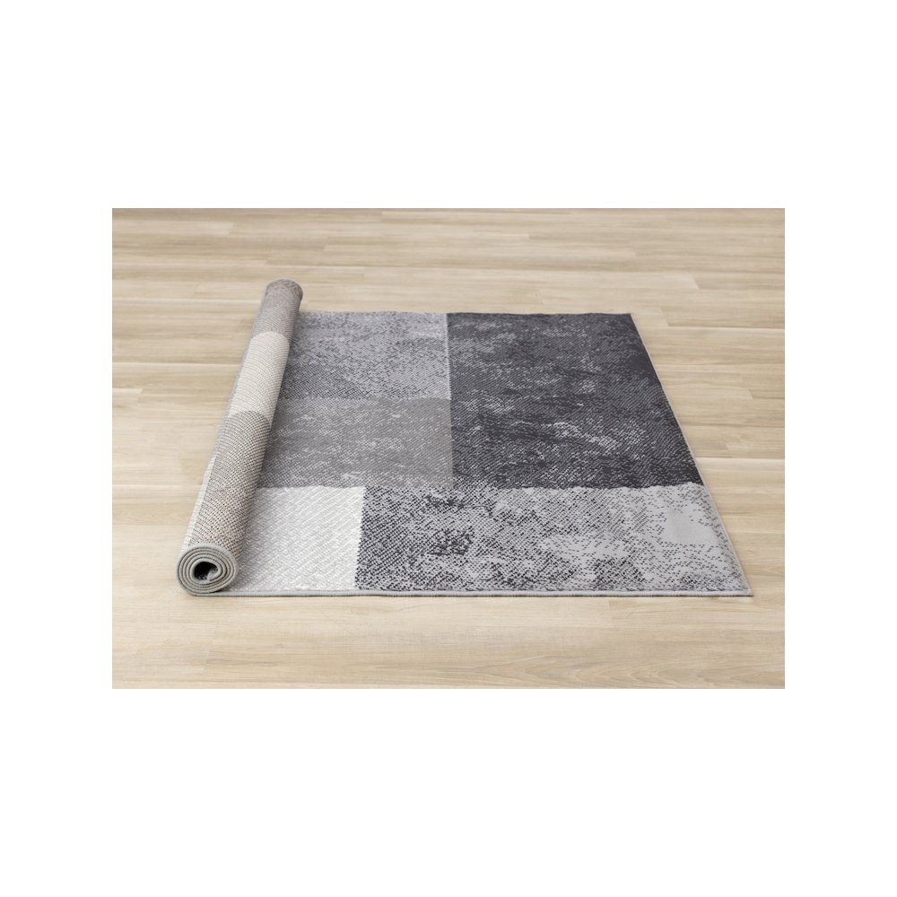 Functional Style Grey Faded Geometric Rug, 4'7" x 6'7", 5'3" x 7'4". Picture 8
