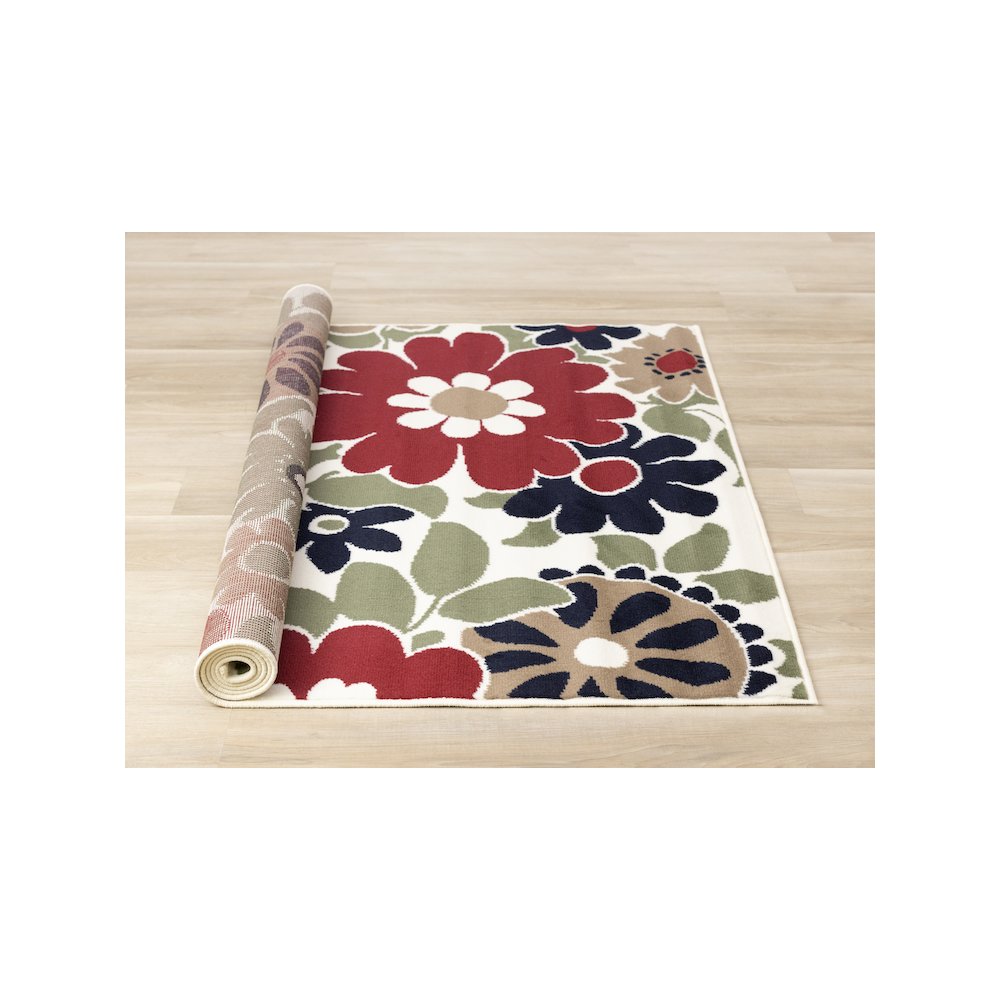 Functional Style Red Cream Floral Rug, 4'7" x 6'7", 4'7" x 6'7". Picture 8