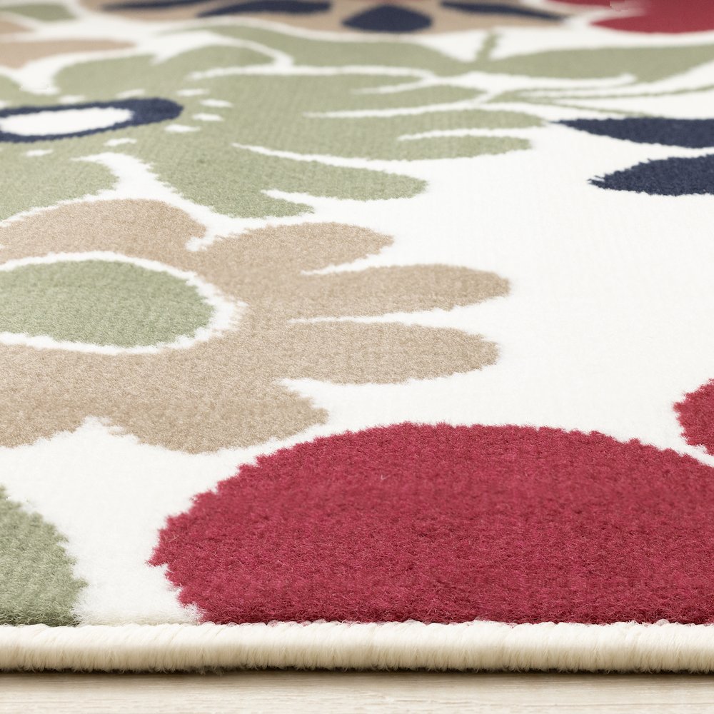Functional Style Red Cream Floral Rug, 4'7" x 6'7", 4'7" x 6'7". Picture 5
