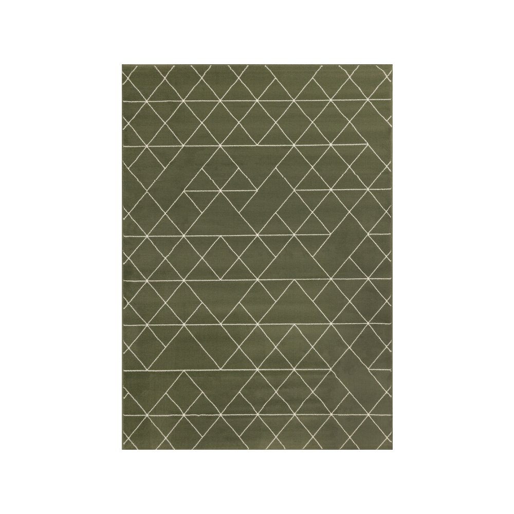 Functional Style Green Cream Geometric Rug, 4'7" x 6'7", 4'7" x 6'7". Picture 1