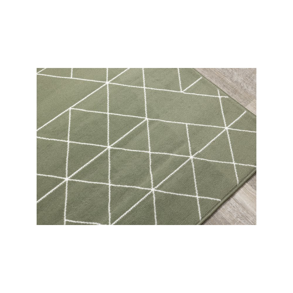 Functional Style Green Cream Geometric Rug, 4'7" x 6'7", 4'7" x 6'7". Picture 4