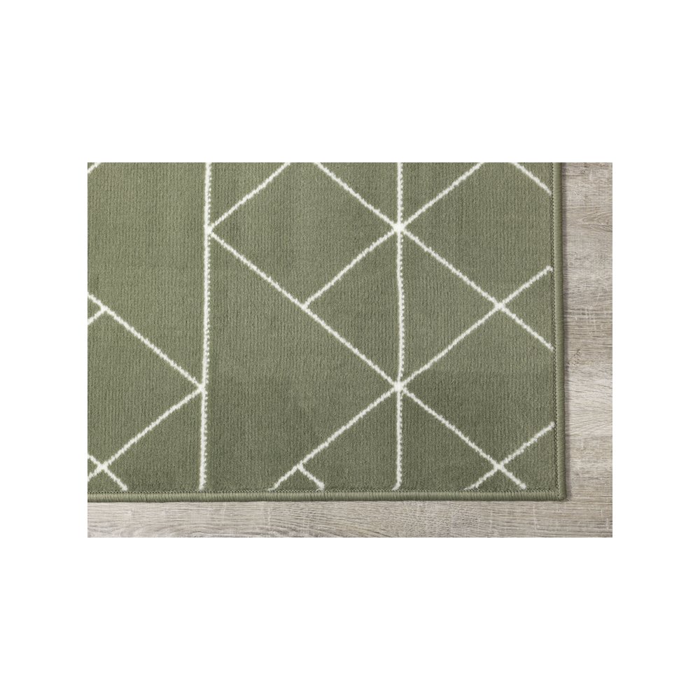 Functional Style Green Cream Geometric Rug, 4'7" x 6'7", 4'7" x 6'7". Picture 6