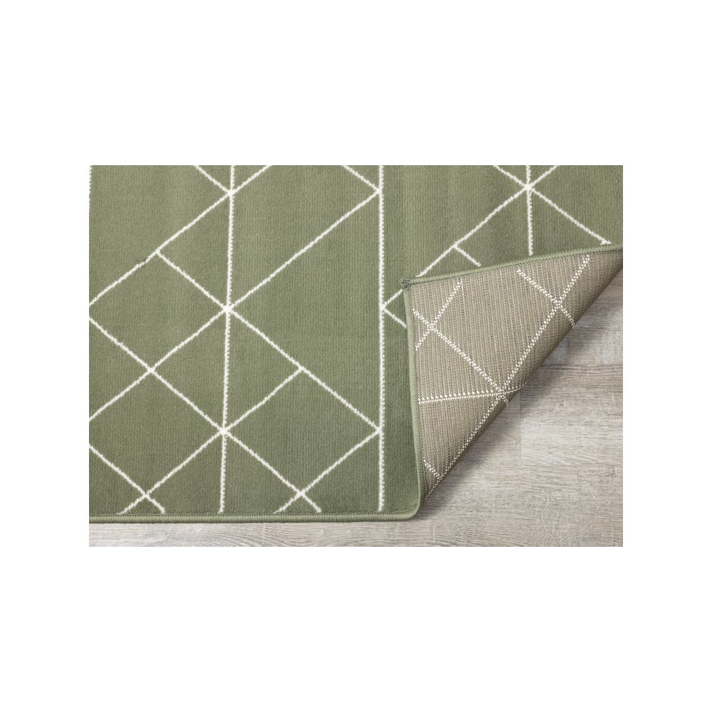 Functional Style Green Cream Geometric Rug, 4'7" x 6'7", 4'7" x 6'7". Picture 7