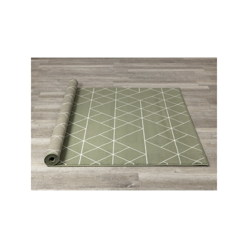 Functional Style Green Cream Geometric Rug, 4'7" x 6'7", 4'7" x 6'7". Picture 8