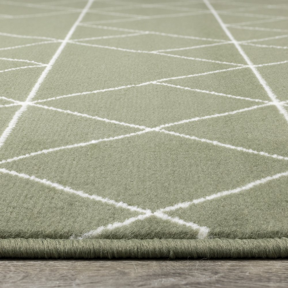 Functional Style Green Cream Geometric Rug, 4'7" x 6'7", 4'7" x 6'7". Picture 5