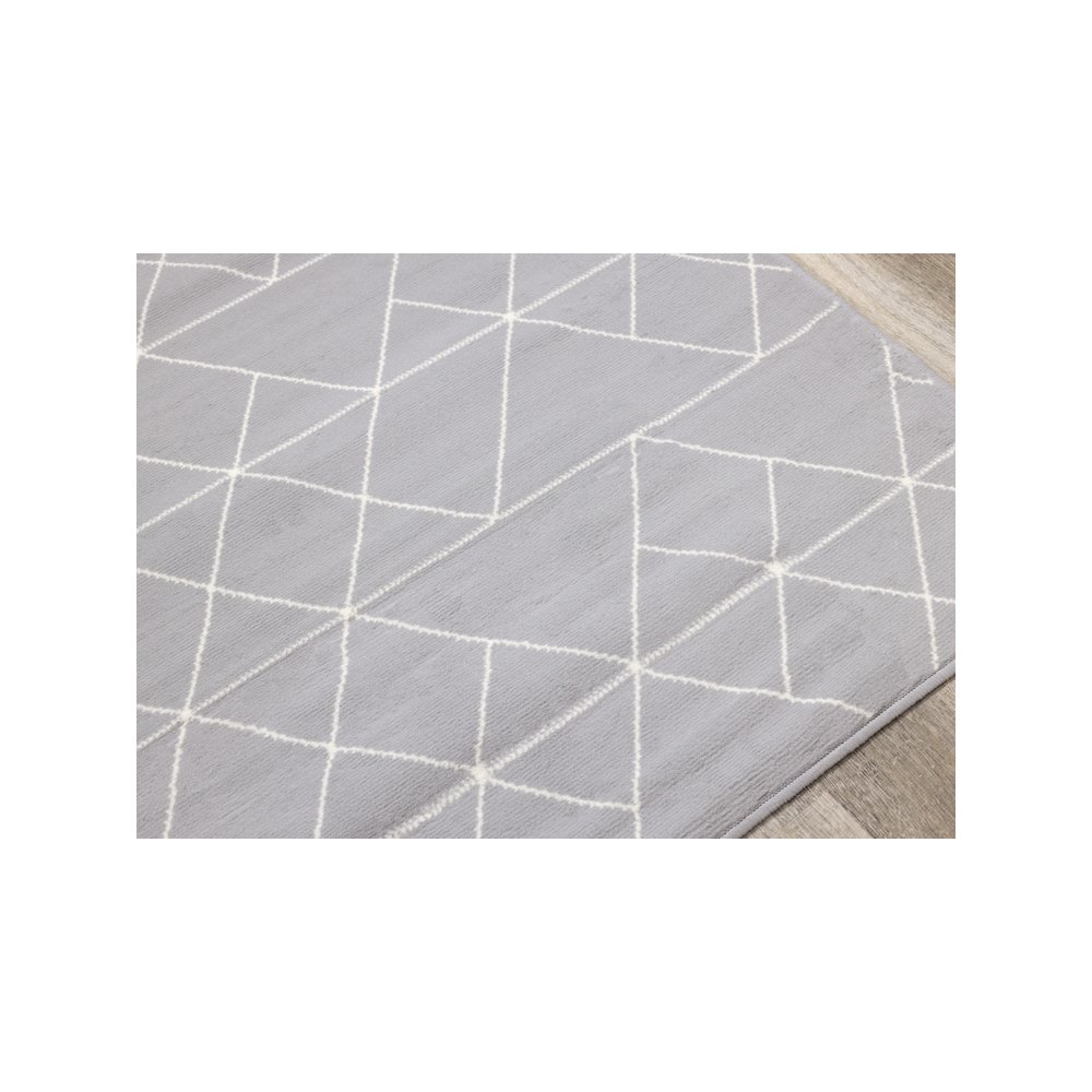 Functional Style Grey White Geometric Rug, 4'7" x 6'7", 4'7" x 6'7". Picture 4