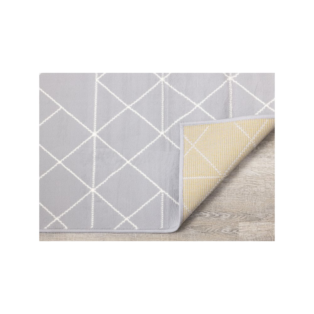 Functional Style Grey White Geometric Rug, 4'7" x 6'7", 4'7" x 6'7". Picture 7