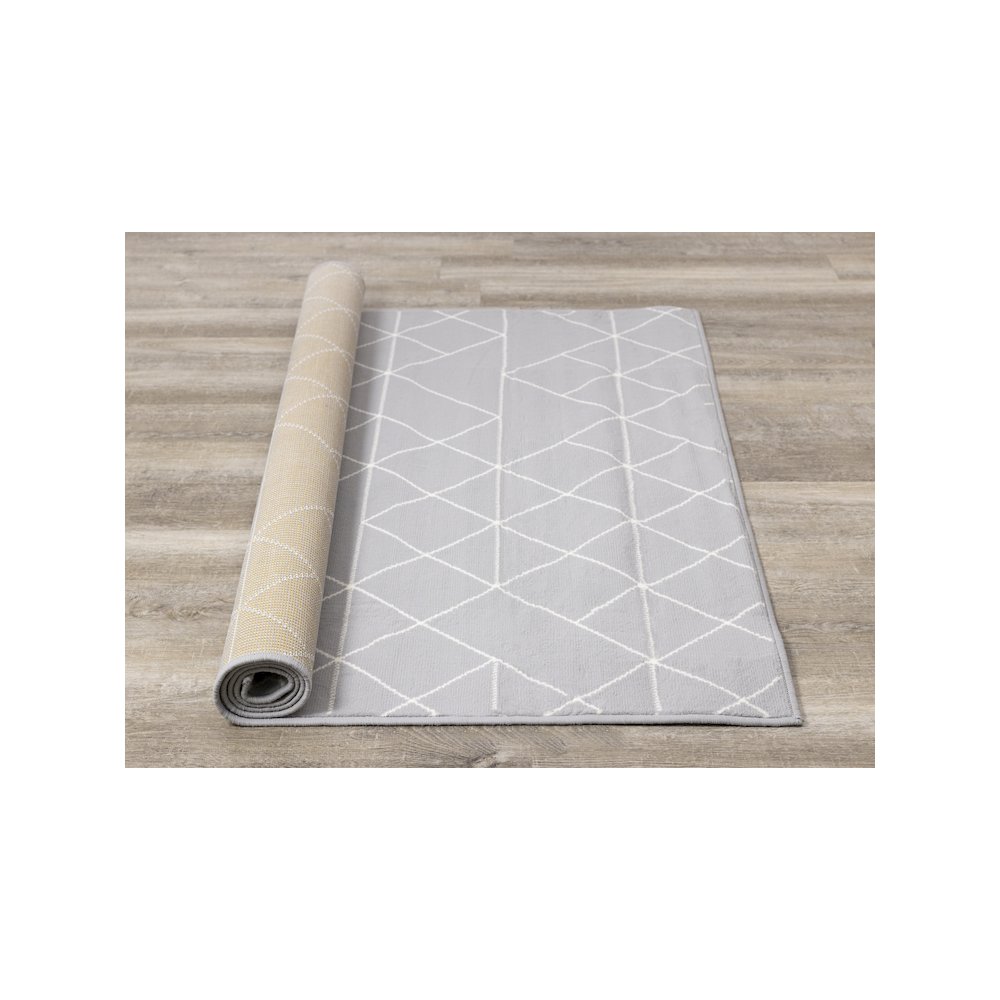 Functional Style Grey White Geometric Rug, 4'7" x 6'7", 4'7" x 6'7". Picture 8