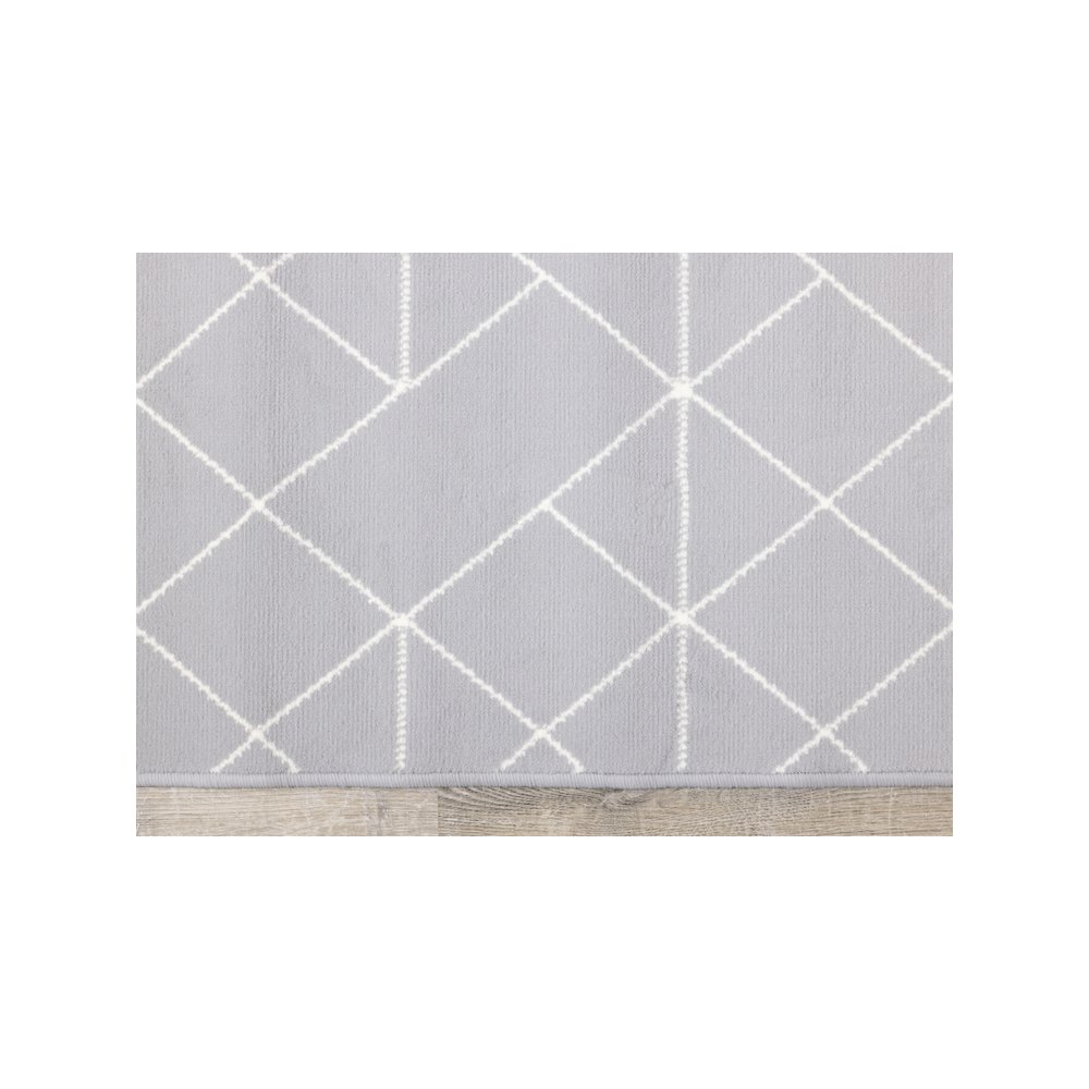 Functional Style Grey White Geometric Rug, 4'7" x 6'7", 4'7" x 6'7". Picture 9