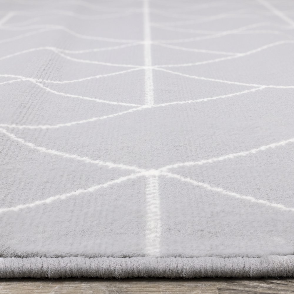 Functional Style Grey White Geometric Rug, 4'7" x 6'7", 4'7" x 6'7". Picture 5