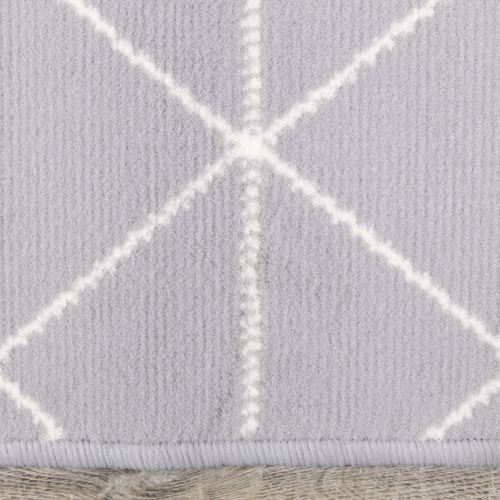 Functional Style Grey White Geometric Rug, 4'7" x 6'7", 4'7" x 6'7". Picture 10