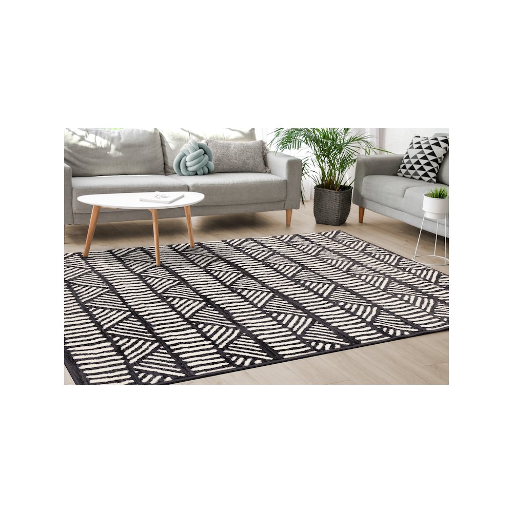 Functional Style Grey White Tribal Rug, 4'7" x 6'7", 4'7" x 6'7". Picture 3