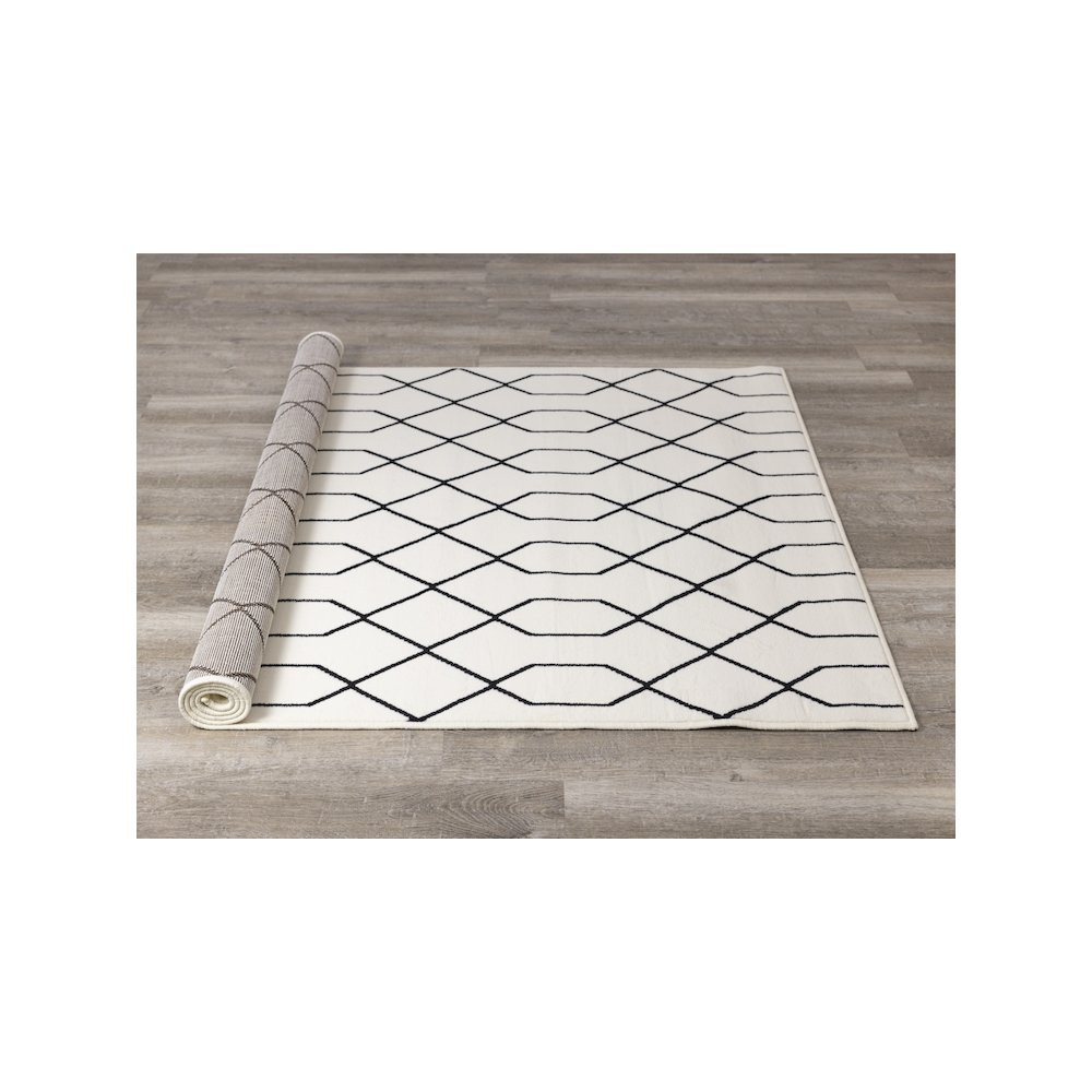Functional Style Geometric Cream Black Rug, 4'7" x 6'7". Picture 8