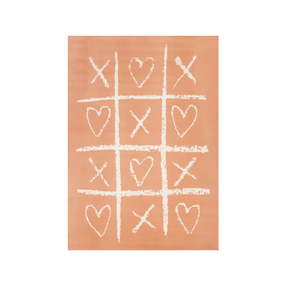 Functional Kids Pink Cream Playing Board Rug, 3'11" x 5'7". Picture 1