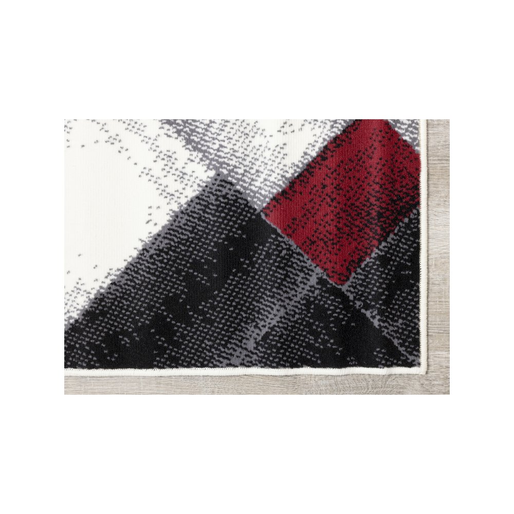 Functional Style Grey Red Block Pattern Rug, 4'7" x 6'7", 4'7" x 6'7". Picture 6